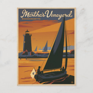 Save the date   Martha's Vineyard, MA - Zeilboot Aankondigingskaart