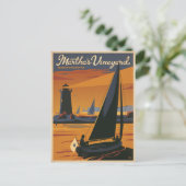 Save the date | Martha's Vineyard, MA - Zeilboot Aankondigingskaart (Staand voorkant)