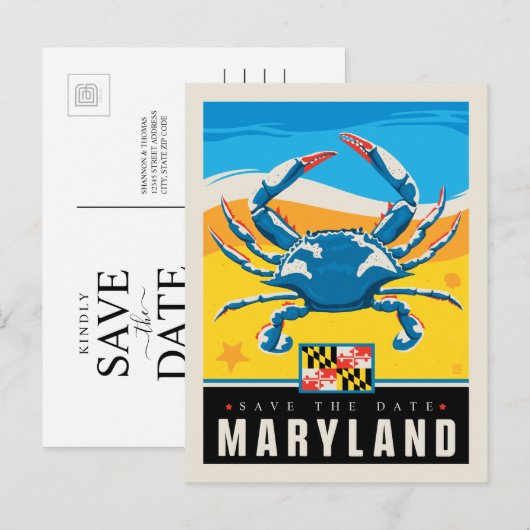 Save the date | Maryland Uitnodiging Briefkaart (Voorkant / Achterkant)
