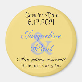 Save the Date Mellow Yellow Blauwe Magneten