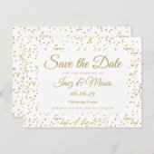 Save the Date met goud stof confetti Aankondigingskaart (Voorkant / Achterkant)