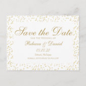 Save the Date met goud stof confetti script Aankondigingskaart (Voorkant)