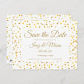 Save the Date met gouden harten confetti Briefkaart (Voorkant / Achterkant)