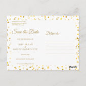 Save the Date met gouden harten confetti Briefkaart (Achterkant)