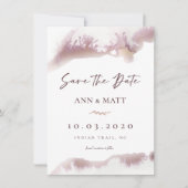 Save the Date met marmer aquarel in bordeauxrood (Voorkant)