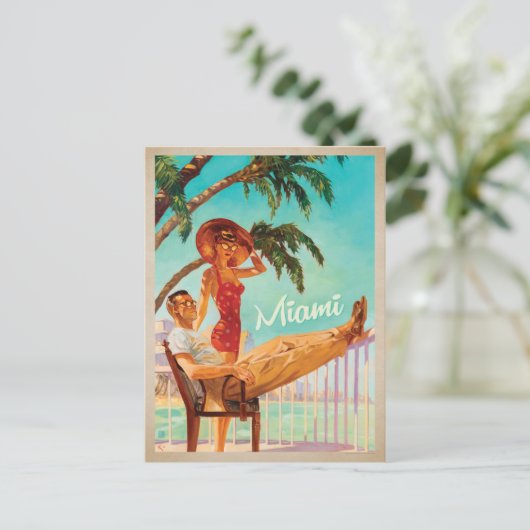Save the date | Miami, FL - Paar Aankondigingskaart (Staand voorkant)