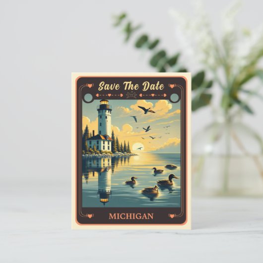 Save the date | Michigan Invitation Briefkaart (Staand voorkant)