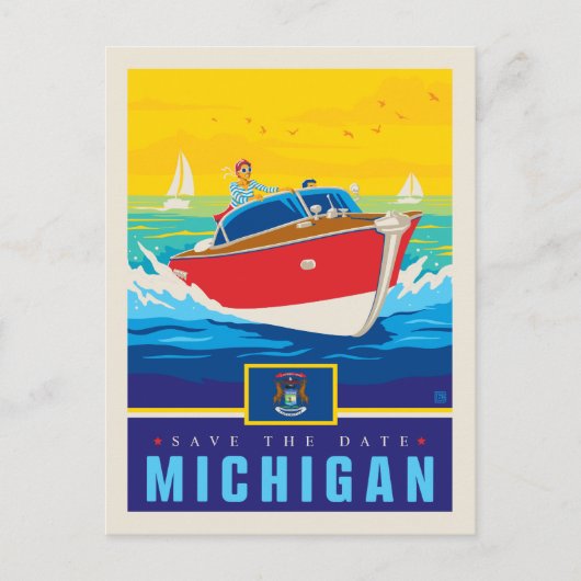 Save the date | Michigan Uitnodiging Briefkaart (Voorkant)