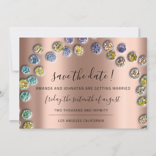 Save the Date Minimalisme Goud Groen Roos (Voorkant)