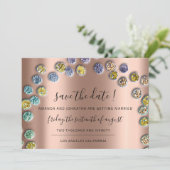 Save the Date Minimalisme Goud Groen Roos (Staand voorkant)