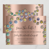 Save the Date Minimalisme Goud Groen Roos (Voorkant / Achterkant)