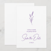 save the date minimalist elegant writing lavender kaart (Voorkant / Achterkant)