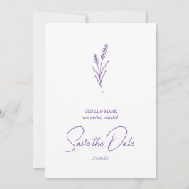 save the date minimalist elegant writing lavender kaart