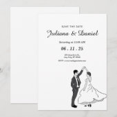 Save The Date Minimalistische Whimsical Handgeteke (Voorkant / Achterkant)