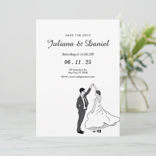 Save The Date Minimalistische Whimsical Handgeteke
