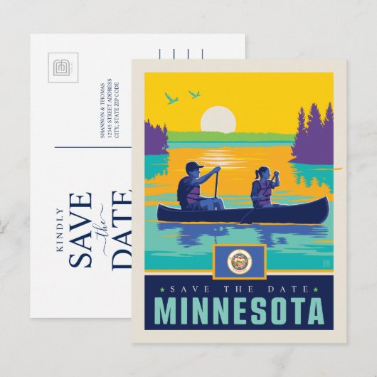 Save the date | Minnesota Uitnodiging Briefkaart (Voorkant / Achterkant)