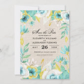 Save the date. Mint Floral Wedding Announements Kaart (Voorkant)