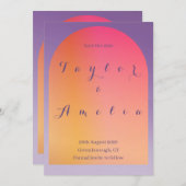 Save the Date Modern Boho Arch Paarse Sinaasappel (Voorkant / Achterkant)