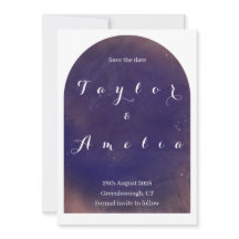 Save the Date Modern Boho Arch Paarse Uitnodigen