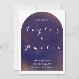 Save the Date Modern Boho Arch Paarse Uitnodigen