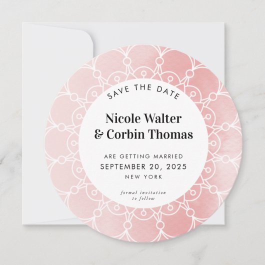 SAVE THE DATE modern boho blush roze waterverf Kaart (Voorkant)