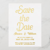 Save the Date Modern Folie Typografie Ontwerp 3 Folie Uitnodiging Briefkaart (Voorkant)