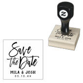 Save the Date Modern Geborsteld Schrift Aangepast Rubberstempel (Gestempeld)