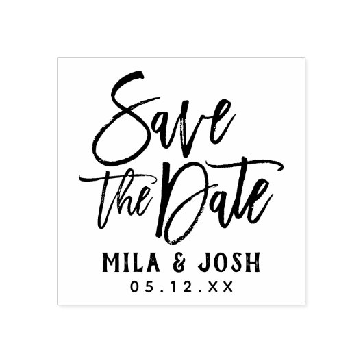Save the Date Modern Geborsteld Schrift Aangepast Rubberstempel (Afrduk)