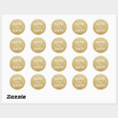 Save the Date Modern Gouden Glitter Elegante bruil Ronde Sticker (Vel)