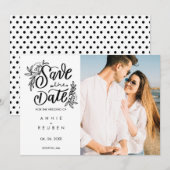 Save the Date Modern Hand Script Foto Stippen (Voorkant / Achterkant)