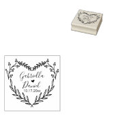 Save the date, Modern Heart Leafy Lijst Rubber Sta Rubberstempel (Gestempeld)