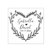 Save the date, Modern Heart Leafy Lijst Rubber Sta Rubberstempel (Afrduk)