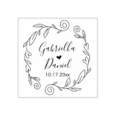 Save the date, Modern Heart Leafy Lijst Rubber Sta Rubberstempel (Afrduk)