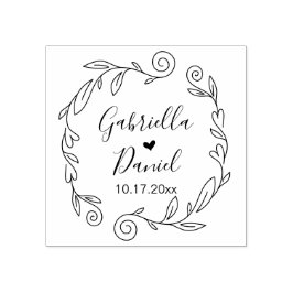 Save the date, Modern Heart Leafy Lijst Rubber Sta Rubberstempel