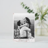 Save the date! Modern marmer 1 foto Briefkaart (Staand voorkant)