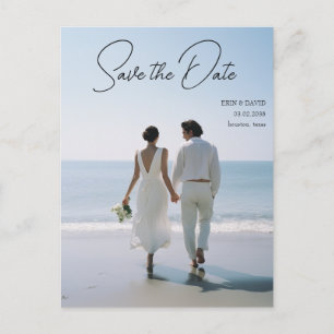 Save the date! Modern marmer 1 foto Briefkaart