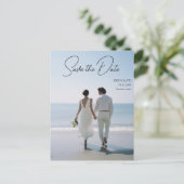 Save the date! Modern marmer 1 foto Briefkaart (Staand voorkant)