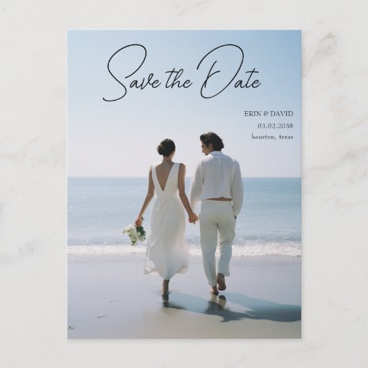 Save the date! Modern marmer 1 foto Briefkaart (Voorkant)