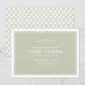 SAVE THE DATE modern minimaal stijlvol salie groen Kaart (Voorkant / Achterkant)