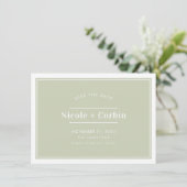 SAVE THE DATE modern minimaal stijlvol salie groen Kaart (Staand voorkant)