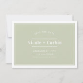 SAVE THE DATE modern minimaal stijlvol salie groen Kaart (Voorkant)