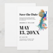 Save The Date Modern Minimalistische Pauw Trouw  (Voorkant / Achterkant)