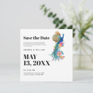 Save The Date Modern Minimalistische Pauw Trouwkaa