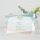 Save the date | Modern monogram Geometrisch strand (Staand voorkant)