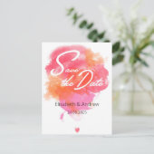 Save the date - modern, watercolor pink orange briefkaart (Staand voorkant)