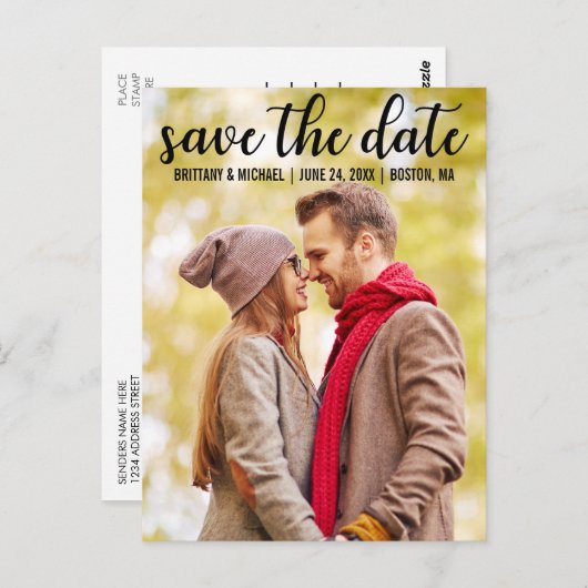 Save the date | Moderne bekendmaking Verloving Briefkaart (Voorkant / Achterkant)