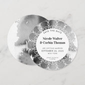 SAVE THE DATE moderne boho mandala grijze waterver Kaart (Voorkant / Achterkant)