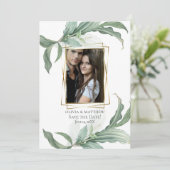 Save the date | Moderne elegante tropische bladere Kaart (Staand voorkant)