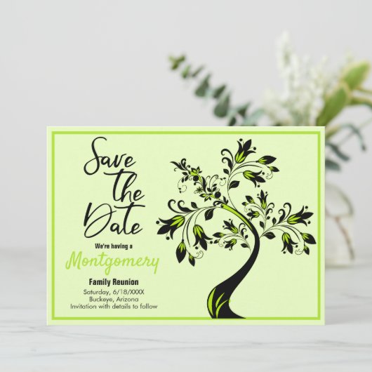 Save the date | Moderne gezinshereniging van bomen Aankondiging (Staand voorkant)