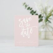 SAVE THE DATE moderne kalligrafie script blush roz (Staand voorkant)